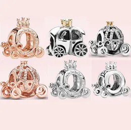 Charms in argento sterling 925 di lusso perline fai da te perline in oro rosa corona gioielli da donna regalo zucca ciondolo auto originale per Pandora moda nuovo braccialetto da donna