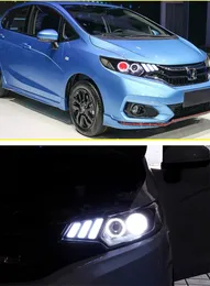 مصابيح المصابيح الأمامية LED لـ Honda Jazz Fit Fit Xenon المصابيح الأمامية 20 14-20 20 سيارة LED إشارة انعكاس العاصفة High Beam Angel Lead أثناء النهار.