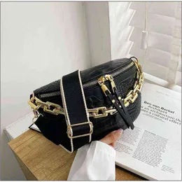 HBP Crossbody Bag Vintage Stone Pattern Pu Leather Waist S For Women Stylish Chain Packaging Female Fanny Pack Wide Band Chest 220727