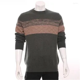 Maglioni da uomo 100% capra Cashmere Knit Uomo Patchwork Color Pullover Maglione Oneck H-dritto Verde 2 colori S-2XLMen's