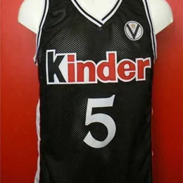 XFRSP Predrag Sasha Danilovic # 5 Kinder Bolonia Bolonia Retro Koszykówka Jersey Męskie Zszyte Niestandardowe Koszulki Nazwa numerów Koszulki