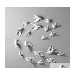 Other European Ceramic Creative 3D Birds Wall Hanging Simation Murals Simple Living Room Background Home Decor Furnishing Crafts 225 Dh5Qe