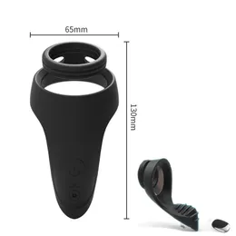 Vibradores de massageadores de próstata para homens USB Charge Sêmen Lock Ring Remote Remote Toys Sexy Toys Vibrating Cock Penis