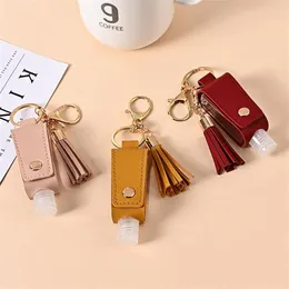 Hand Sanitizer Butelka Pokrywa PU Leather Tassel Party Favor Holder Brelok Protable Torby Keyring Home Storage Organization289l310m