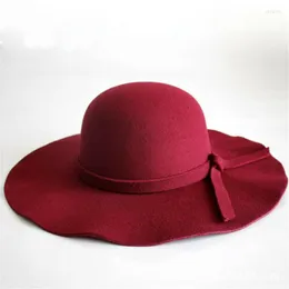 Wide Brim Hats Large Wool Felt Cap Summer Beach Women Lady Travel Floppy Sun Hat Vintage Foldable Black Red CamelWide Oliv22