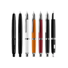 Majohn A1 Press Fountain Pen قابلة للسحب NIB 04 مم الحبر الأسود المعدني مع محول لكتابة 220714