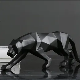 Panther Staty Animal Fature Large Size Abstrakt Geometrisk stil harts Leopard Sculpture Home Office Decoration Gift T200624