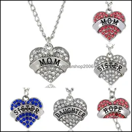 Pendant Necklaces Pendants Jewelry English Letter Necklace Crystal Heart Sier Chain Family Members For Women Girl 0684Wh Drop Delivery 202