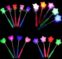 LED Flashing Light Up Sticks świecące Rose Star Heart Magic Wands Party Night Actions Koncert Carnivals Prodziny Halloween Prezent