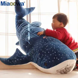 1pc 50100cm 새로운 귀여운 블루 상어 플러시 장난감 큰 생선 ​​천 인형 박제 고래 동물 인형 아름다운 ldren 아기 생일 선물 J220729