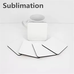 DHL Delivery 10x10cm Sublimation Coaster Wooden Blank Table Mats MDF Heat Insulation Thermal Transfer Cup Pads for DIY Lover
