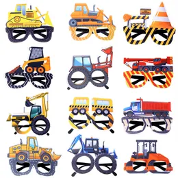 Car Theme Party Supplies Truck Crane Bus Excavator Birthday Funny Eyewear Costume Photo Props