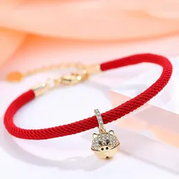 Bracelets de charme Bracelete pendente de porco dourado Ano do destino Red String Chinese Zodiac Lucky Jewelry Presente para mulheres Mencharm Inte22