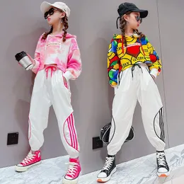 Kläder sätter 14 år gamla tonårsflickor hip-hop huva designerkläder kostym 2022 koreansk söt vårhöst julprestanda kostymer