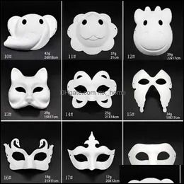 Makeup Dance White Masks Embryo Mod DIY Målning Handgjorda mask PP Animal Halloween Festival Party Face Face DBC Drop Delivery 2021 Festlig