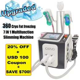 Portabel 360 Cryolipolysis Fat Freezing Slant Machine Vakuum Viktminskning Cryoterapi Cryo Freeze Equipment Hemanvändning Kavitation RF Lipo Laser Fat Borttagning