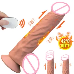 Vibrador realista para sexyo, pnis com sensao de pele, aquecimento telescpico automtico, brinquedo sexyual mulheres e adultos Beauty Items