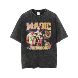 Męskie koszulki Ożywana koszulka Męska grafika T koszule bawełniane vintage umyte top tee Harajuku streetwear Hip Hop Basketball Print Tshirt Sum 1012