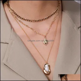 Pendant Necklaces Pendants Jewelry Europe And America Crystal New Style Womens Mtilayer Pearl Necklace Handmade Drop Delivery 2021 5Avnv