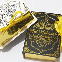 6Pcs Quran Book Shape Eid Mubarak Paper Gift Boxes Muslim Islamic Party Food Cookies Candy Packaging Box Ramadan Kareem Decor 220811