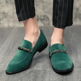 Männer Mode Business Casual Kleid Schuhe Handgemachte Einfarbig Faux Wildleder Klassische Twisted Round Toe Low Heel Loafers DH932