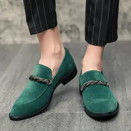 Män mode affärer casual klänningskor handgjorda fast färg faux mocka klassisk vriden rund tå låg häl loafers dh932