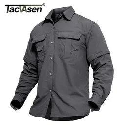 TACVASEN Abbigliamento militare da uomo Camicia militare leggera Quick Dry Tattico Estate Rimovibile Manica lunga Caccia da lavoro 220323