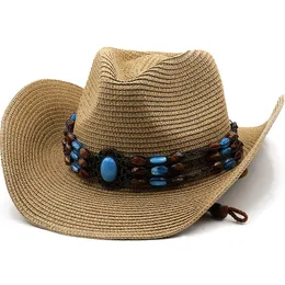 Весна летние соломенные шляпы ковбой пляж Шляпа Женщины мужчина джазовая крышка женская женская защита солнца кепки Sunhat sunhats