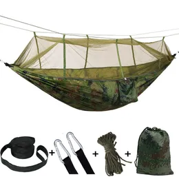 Camp Furniture 12 Colors 260*140cm Hammock With Mosquito Net Outdoor Parachute Hammock Field Camping Tent Garden Hanging Bed