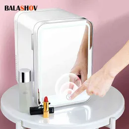 4L Refrigerator Portable Cooler Mini Freezer 12V/220V LED Mirror Makeup Beauty Built-in Freezer Cooler Warme For Home Car Fridge H220510