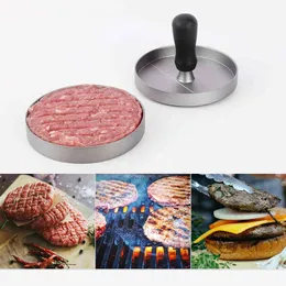 Yuvarlak şekil yapışmaz kümes hayvanları aletler kapsar hamburger pres alüminyum alaşım hamburgerler et sığır eti ızgara burger mutfak gıda kalıbı vtmtl0372