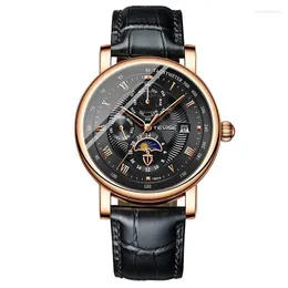 Maierlunfei Men's Watch Headyton Mechanical Severon Automatic Automatic Roman Silver Silver Case Pu Leather Lristwatches