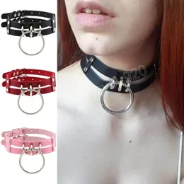 Stor cirkel mode transparent mångfärgad läder choker ny stil choker krage halsband kvinnor tjejer trendiga sexiga gotiska smycken