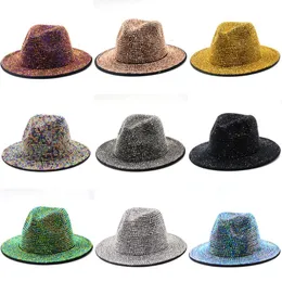 Berets England Retro Rhinestone Fedora Unisex Party Club Jazz Top Hat For Women and Men Stage Business Clothing AccessoriesBerets Beretsbere