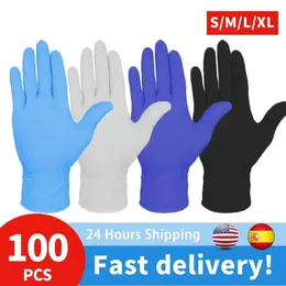 100 PCS High Quality Nitrile Gloves Clear Disposable Food Gloves for Industrial Restaurant Household Cleaning Gloves FS9518 sxaug06