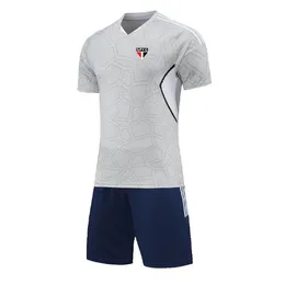 상파울루 FC 남자 트랙 슈트 여름 야외 스포츠 훈련 셔츠 스포츠 짧은 슬리브 슈트 레저 스포츠 셔츠