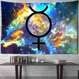 Astrologie Universum Nebel Wandteppich Mond Hexerei Dekoration Wandbehang Schlafzimmer psychedelische Szene Kunst himmlische Heimdekoration J220804