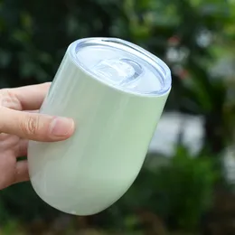 12 oz UV Renk Değiştiren Şarap Bardağı Tumbler Paslanmaz Çelik Şaraplar Yumurta Bardakları 12 Oz Boş Süblimasyon Tumblers Kapaklı