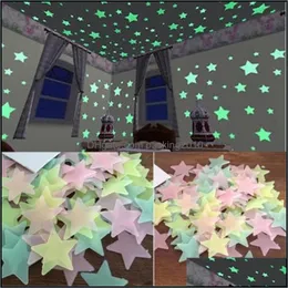 High Quality 300 3D Stars Glow In The Dark Wall Stickers Childrens Fluorescent Baby Room Bedroom Ceiling Home Decoration Christmas Drop Deli