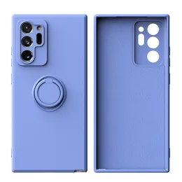 حالات السيليكون السائل لـ Samsung Galaxy Note20 S22 Ultra Note 9 10 Plus S20 S21 Fe Case Soft Ring حامل الدعامة غطاء واقية