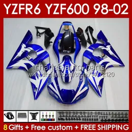 Ramka ciała dla Yamaha YZF-600 YZF R6 R 6 600 cm3 YZFR6 1998 1999 00 01 02 Bodywork 145NO.26 YZF 600 CC Cowling YZF-R6 98-02 YZF600 98 99 2000 2001 2002 Fairing Blue BLK Blue BLK