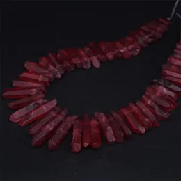 5055PCSSTRANDRAW CRYSTAL POINTS TOP BORRATE BEADSTITANIUM RED Natural Quartz Stick Spike Graderade hängsmycken 2009303030