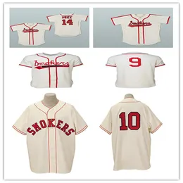 Camisas vintage de beisebol Movie 14 David Price Tampa Smokers com costura creme tamanho S-4XL
