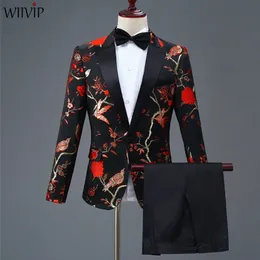 S4XL Man Fashion Embroidery High Quality Party Blazer Solid Pant Suits Male Casual Slim Blazer Coat Suit Outerwear 1120 201106