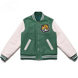 Hip Hop Varsity Jacket Mens Furry Cartoon Tiger Haftwork Patchwork College Kurtki dla kobiet harajuku baseball płaszcze baseballowe T220728