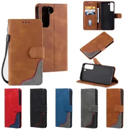 Skóra Cześć Skórzany Portfel Przypadki do Samsung S22 Plus A33 A53 A13 S21 Ultra S21FE A32 A52 A72 A22 A12 Karta kredytowa Slot Stojak Hit Color Contrast Flip Clip Purse Pasek Pokrywa