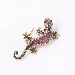 Creative New Crystal Lizard Brooches For Women Animal Alloy Corsage Badge Lapel Pins Wedding Bridal Jewelry Accessories