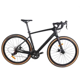 Disco plano más nuevo 2x11 Velocidad de carbono Fibra T800 Bicicleta completa GR042 con ruedas de aluminio 45/48/51/54 cm Tamaño