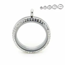 Pendant Necklaces 10Pcs/lot 20mm 25mm 30mm 34mm 38mm Floating Lockets 316L Stainless Steel Screw Crystal Living Memory LocketsPendant