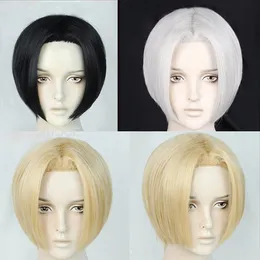 Anime Kinsou No Vermeil Goldfilled Alto Cosplay Costume Wig Blue School  Uniform Coat White Short Hair Vermeil In Gold Devil Men